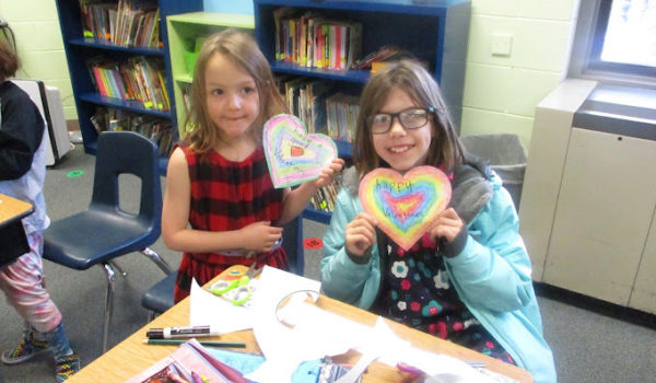 Kids with heart drawing