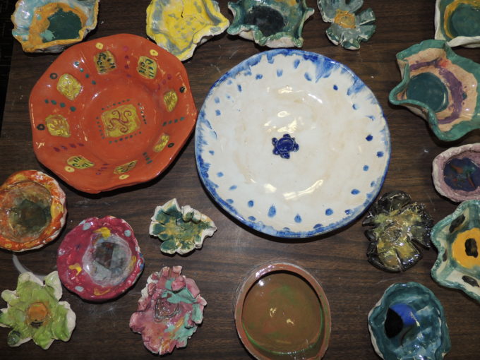 Clay bowls created by Gateway students.