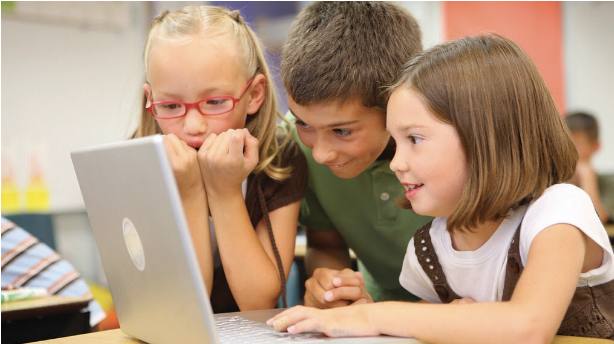 Kids using a computer