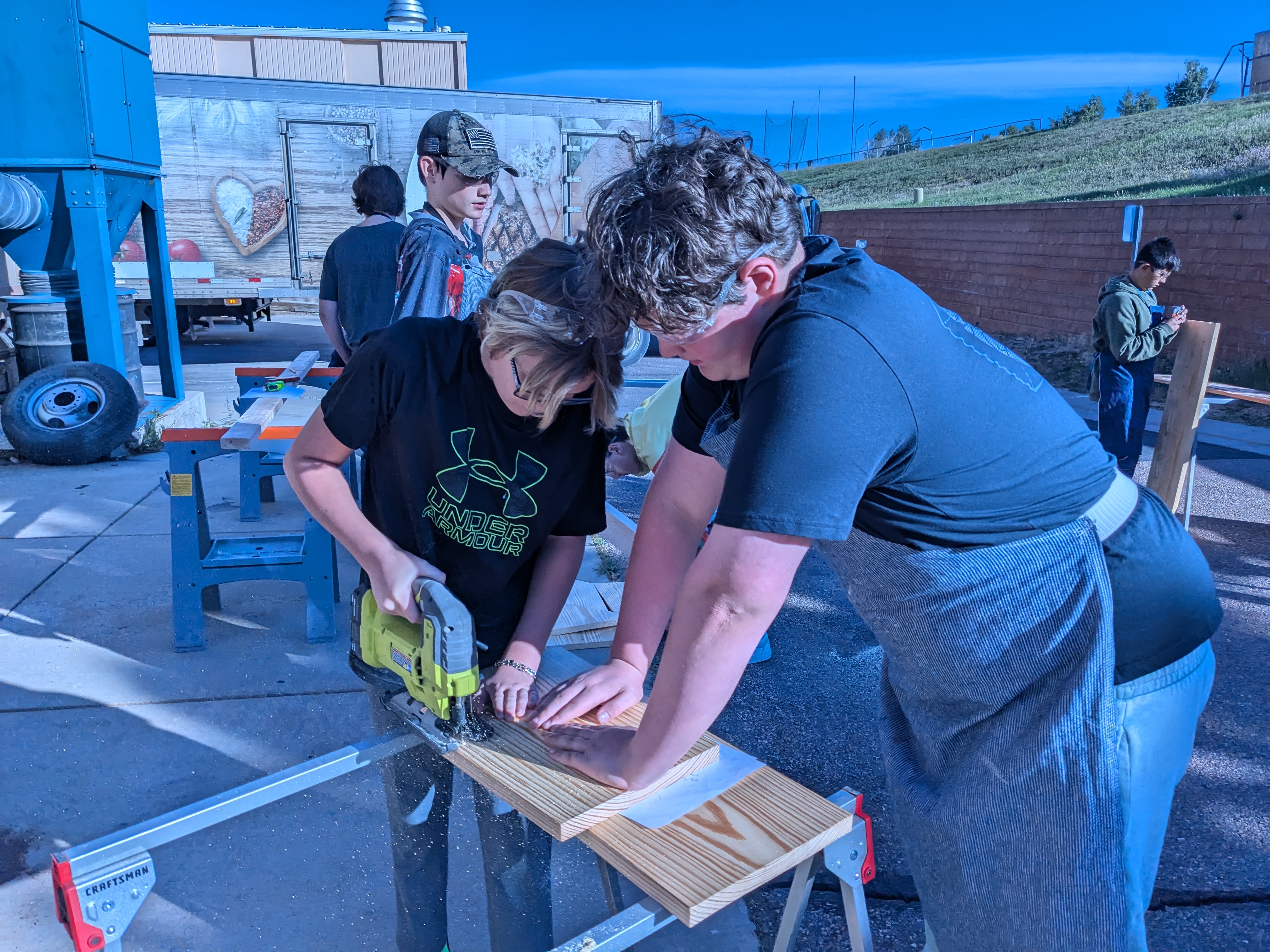 students in woodshop