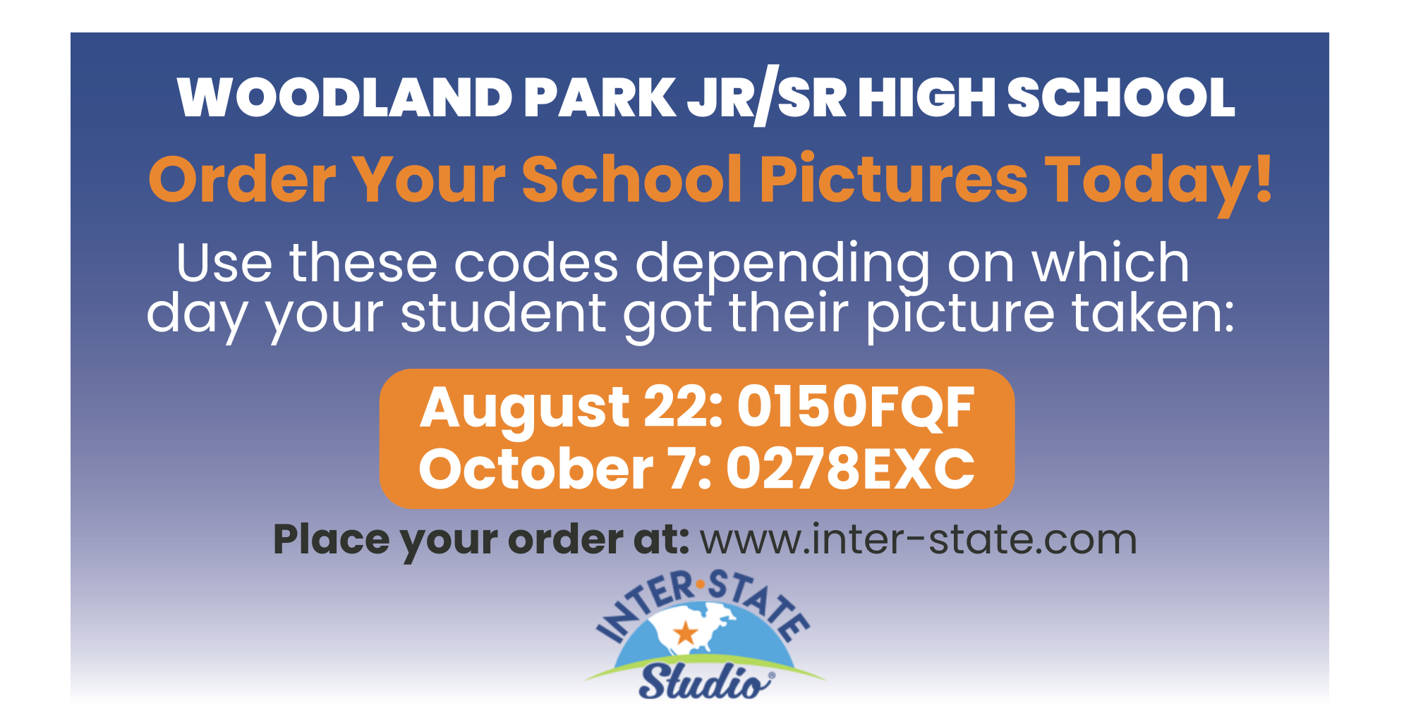 Graphic advertising order codes for Picture Days