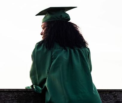 Student in a cap and gown