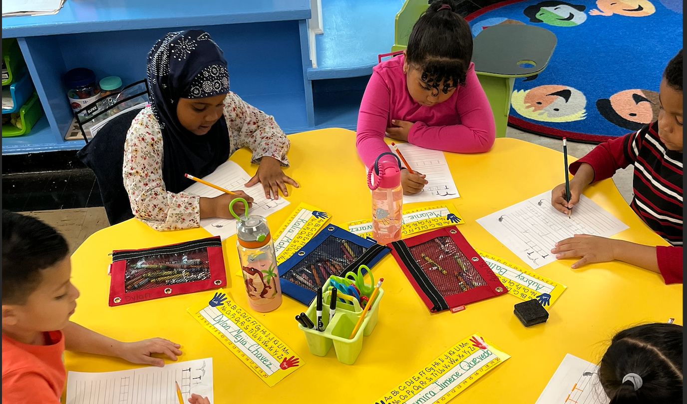 students working together at a table