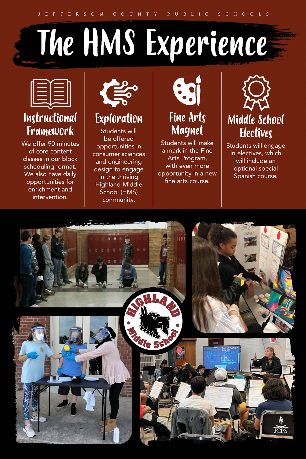 The HMS Experience Flyer describing the main activities that set apart Highland Middle School