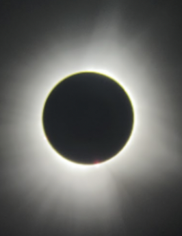 An image of the eclipsed sun during the 2024 total solar eclipse