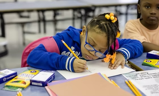 Student working on class assignment