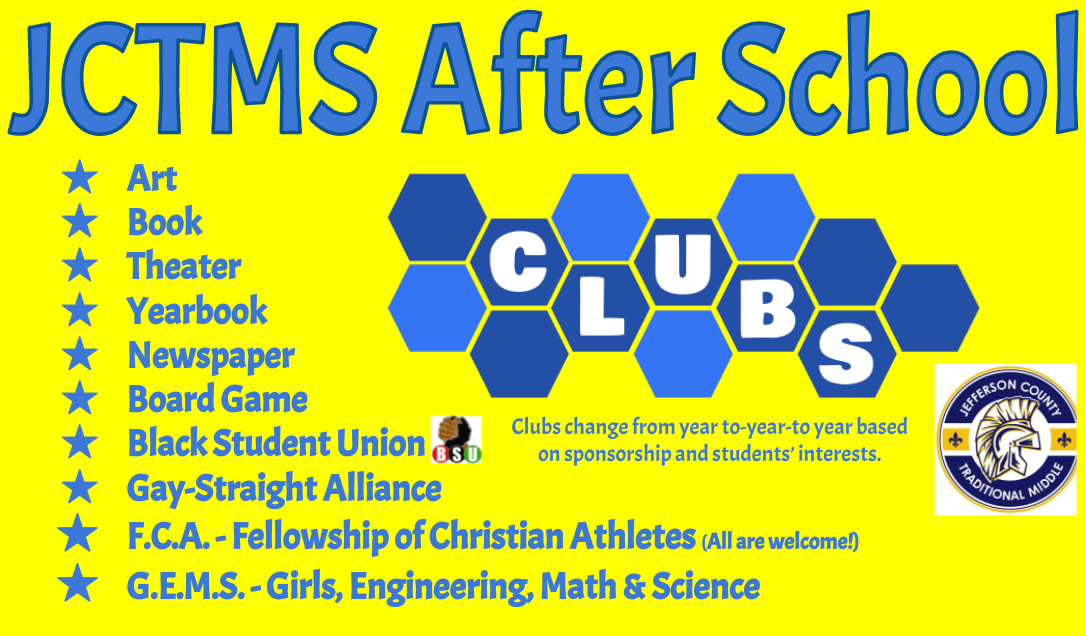 Clubs available at JCTMS after school