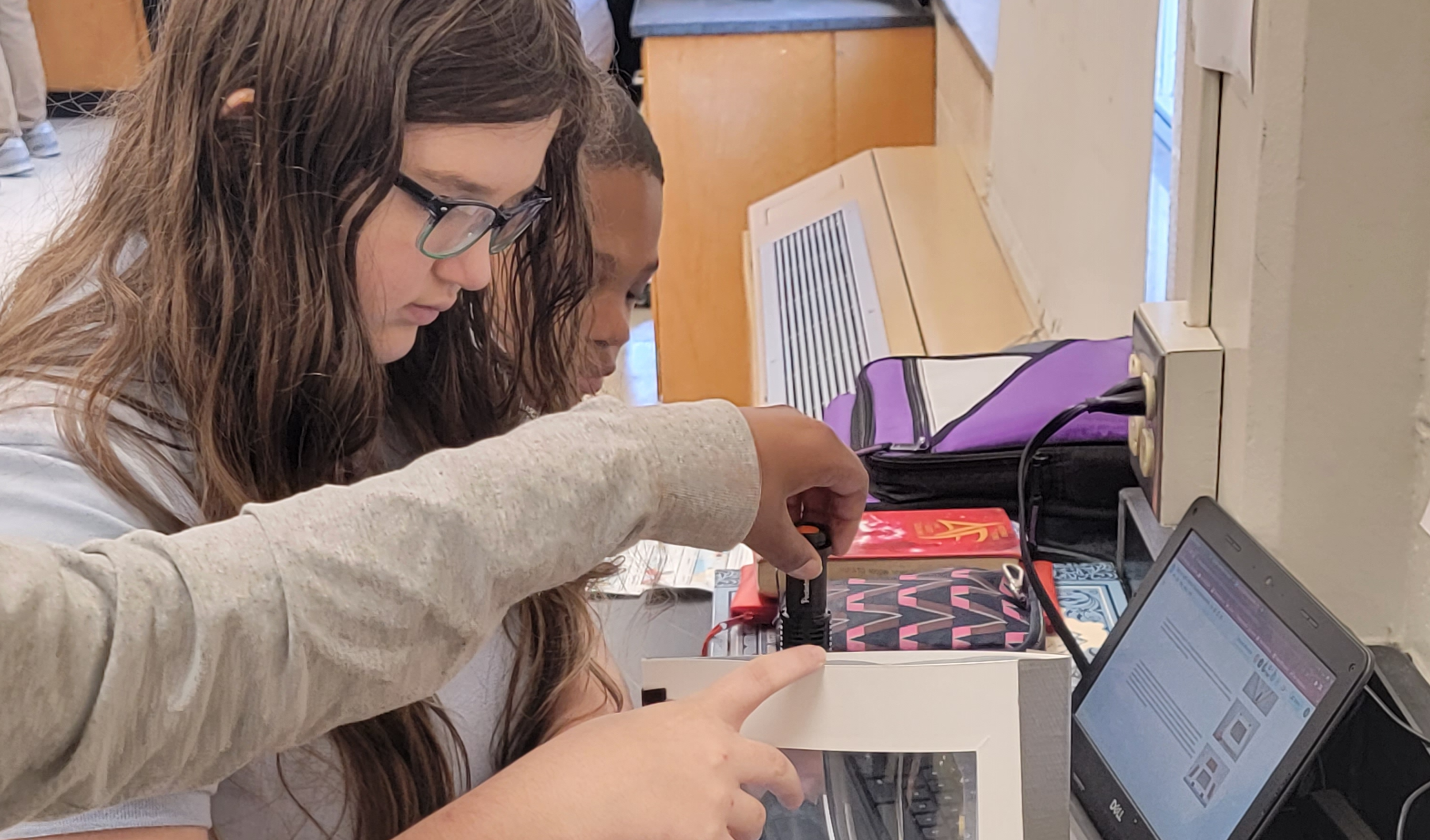 Students working with equipment