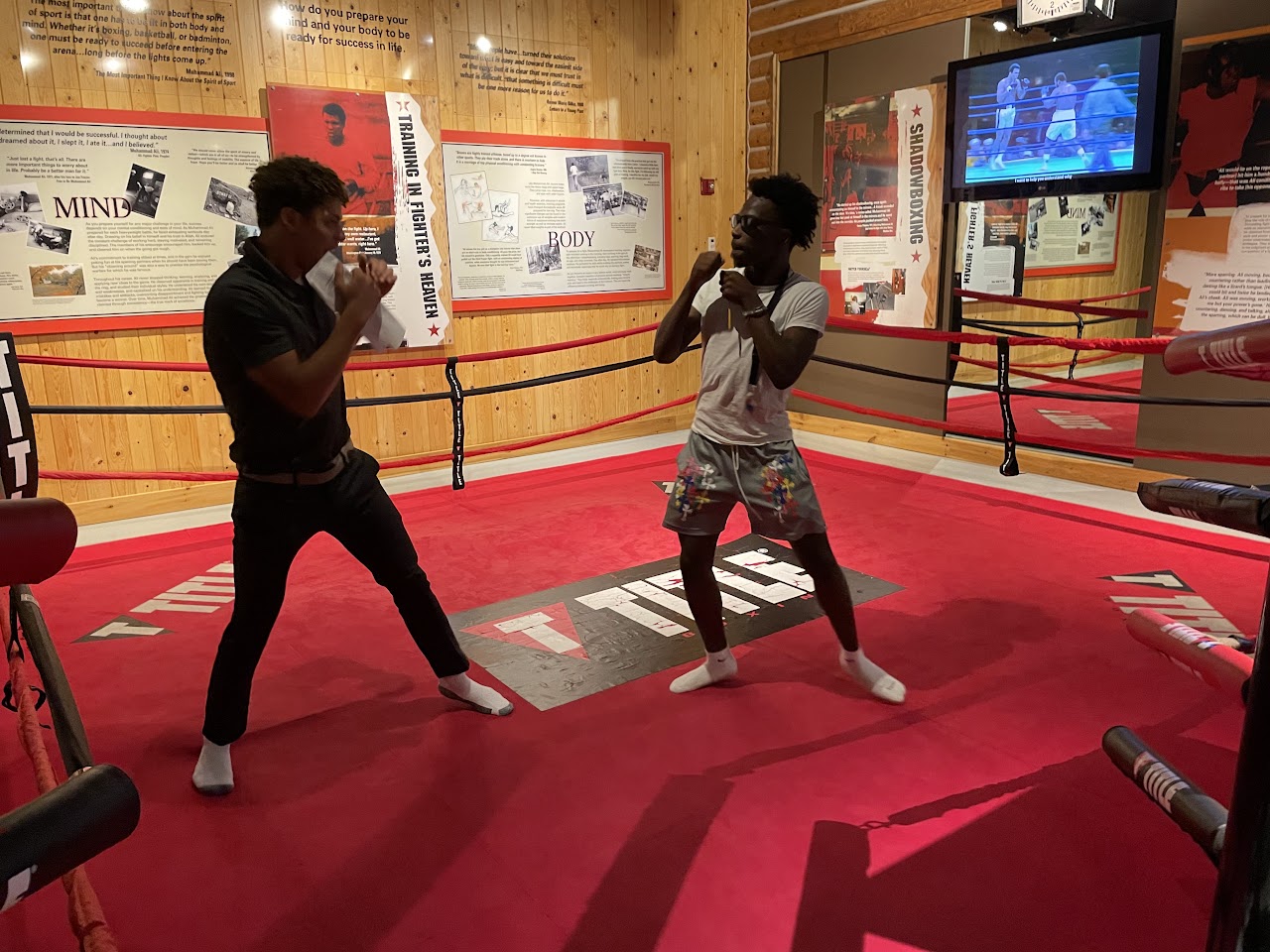 Student boxing at the MA Center