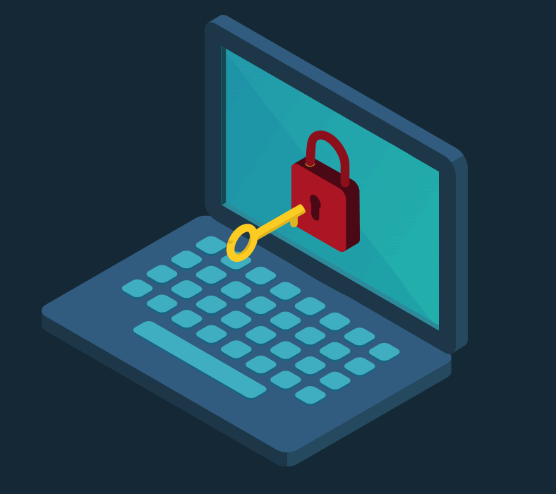 illustration of a laptop that has a lock in it