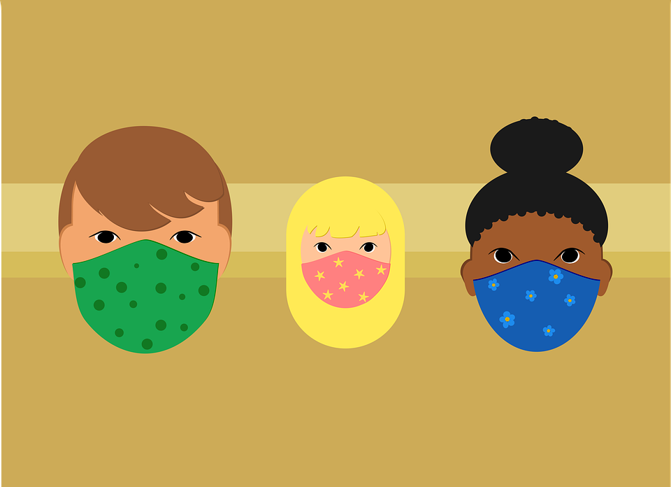illustration of kids wearing masks