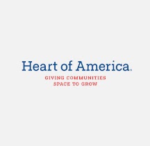 The logo for the Heart of America with a message about supporting communities and growth.