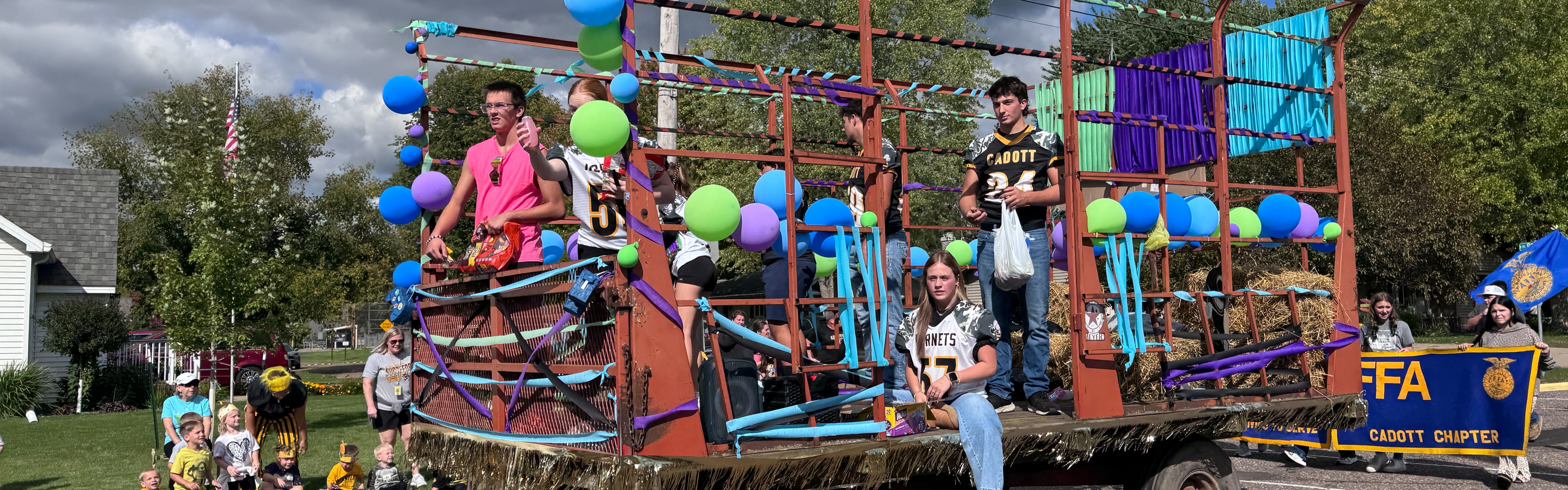 Students on a float during our homecoming parade.