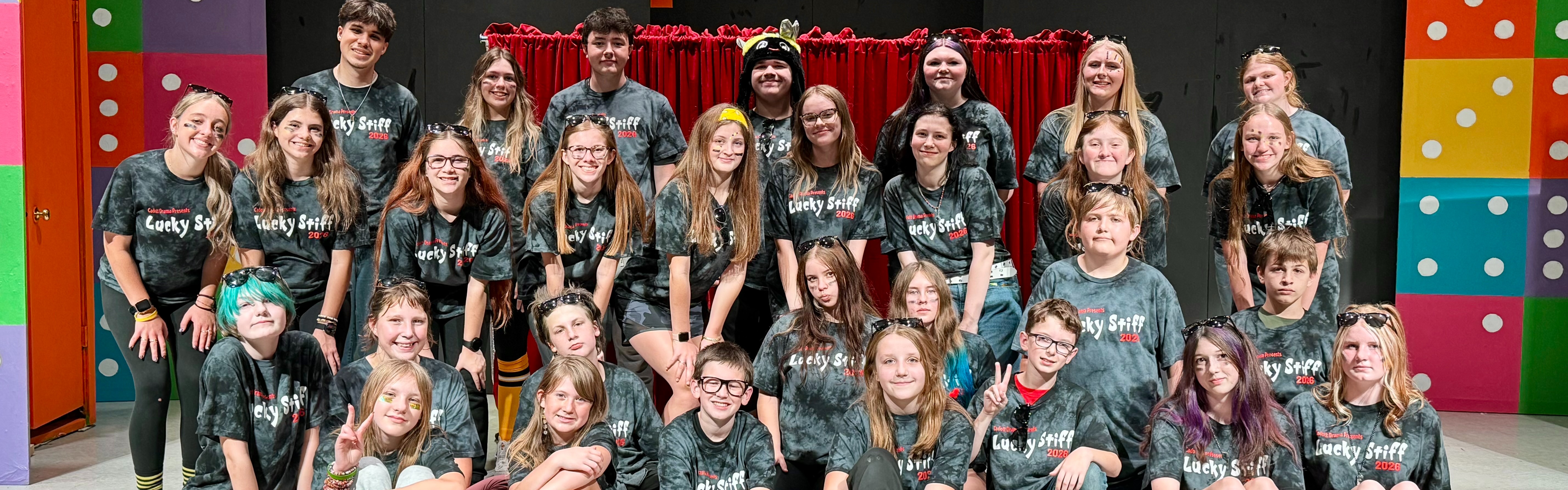 Group photo of students who starred in  the school drama performance.