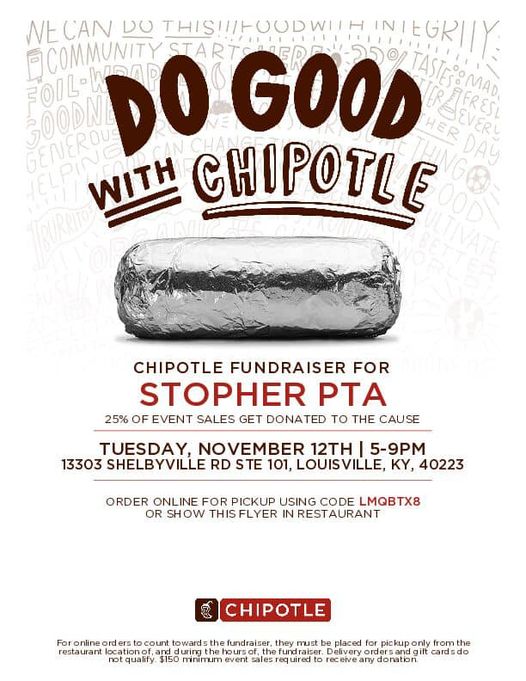 Chipotle Fundraiser Flyer for 11/12