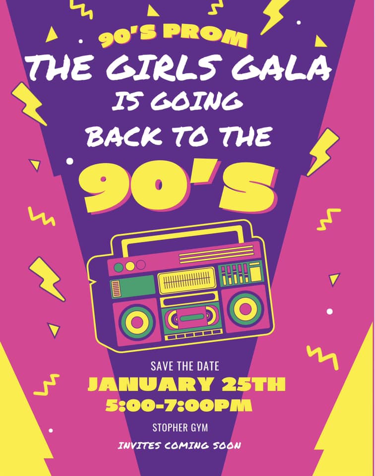 Girls Gala Flyer January 25th 5:00-7:00pm