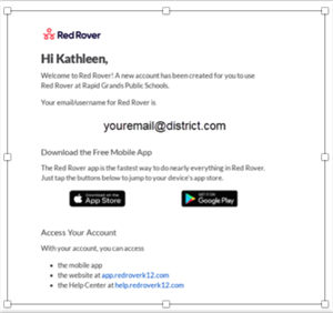 Red Rover sample email