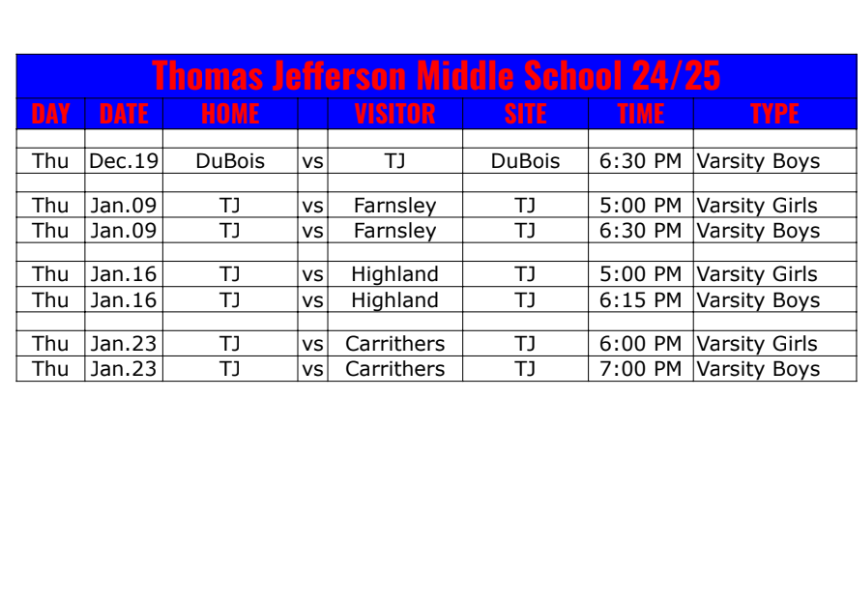 Continued Basketball Schedule 