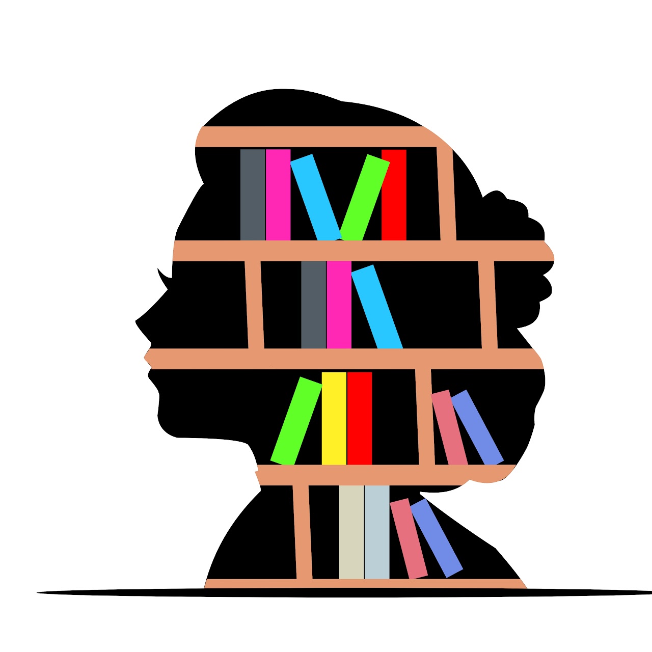 Silhouette of woman with books