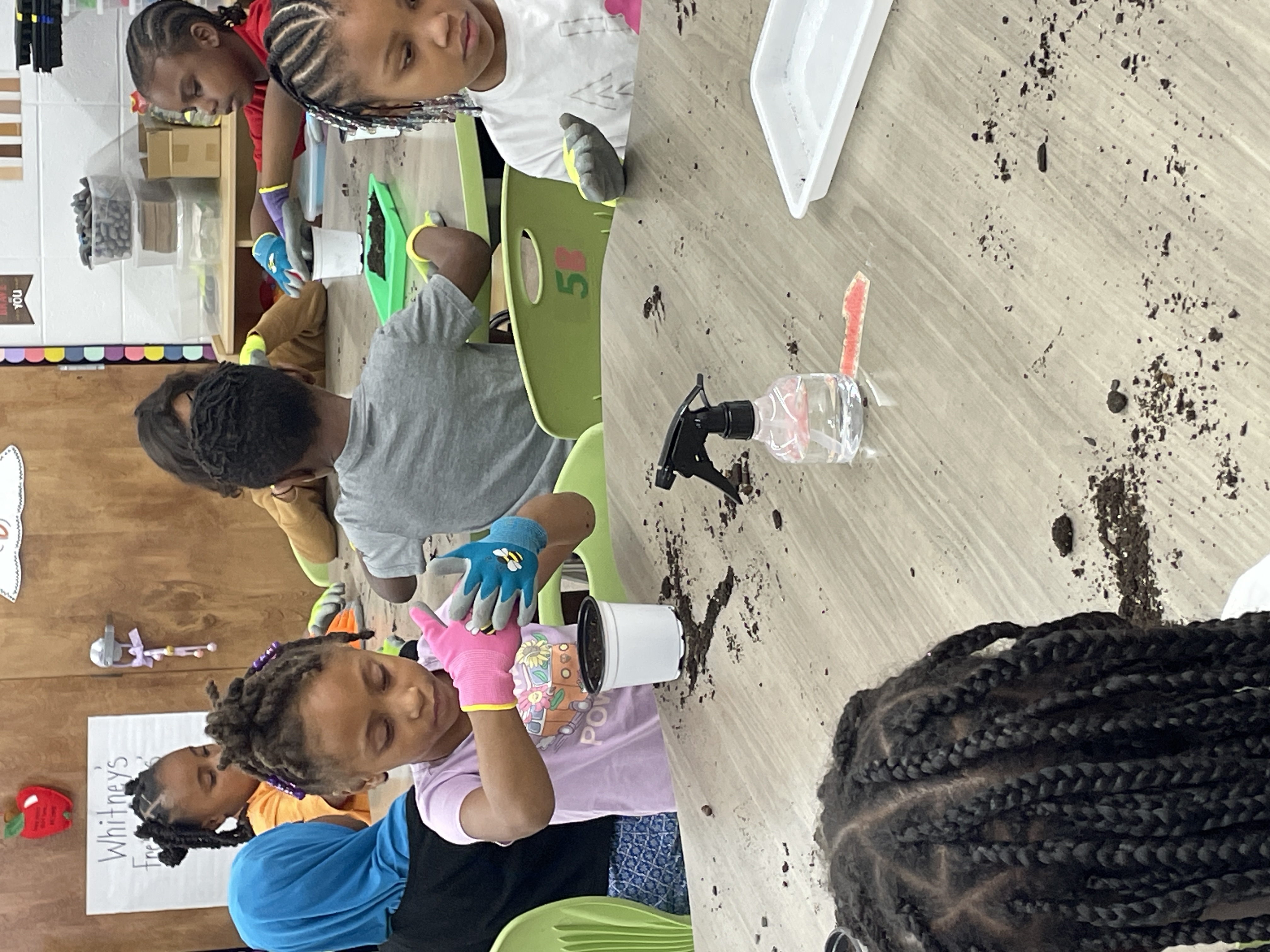 Students gardening