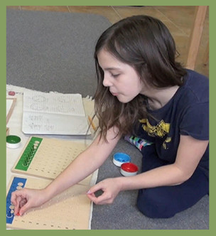Student using manipulatives for math