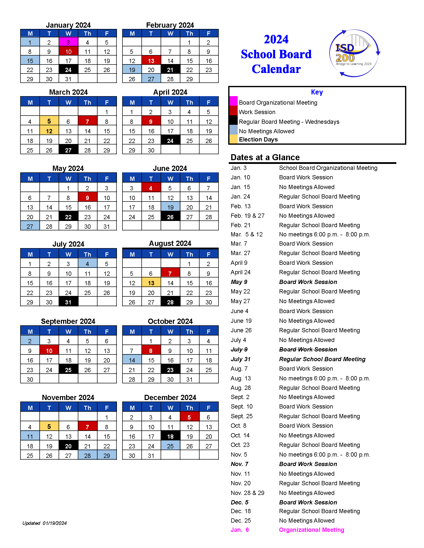 school board calendar