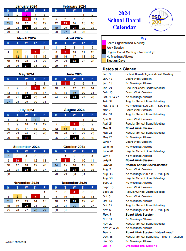 school board calendar