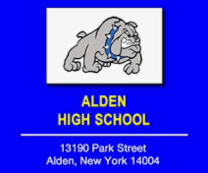 a drawing of a bulldog and written below is Alden High School