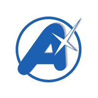 an image of a blue and white logo featuring a stylized letter “A” with a star streaking across it, enclosed within a circle.