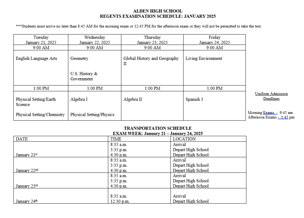 Exam Schedule