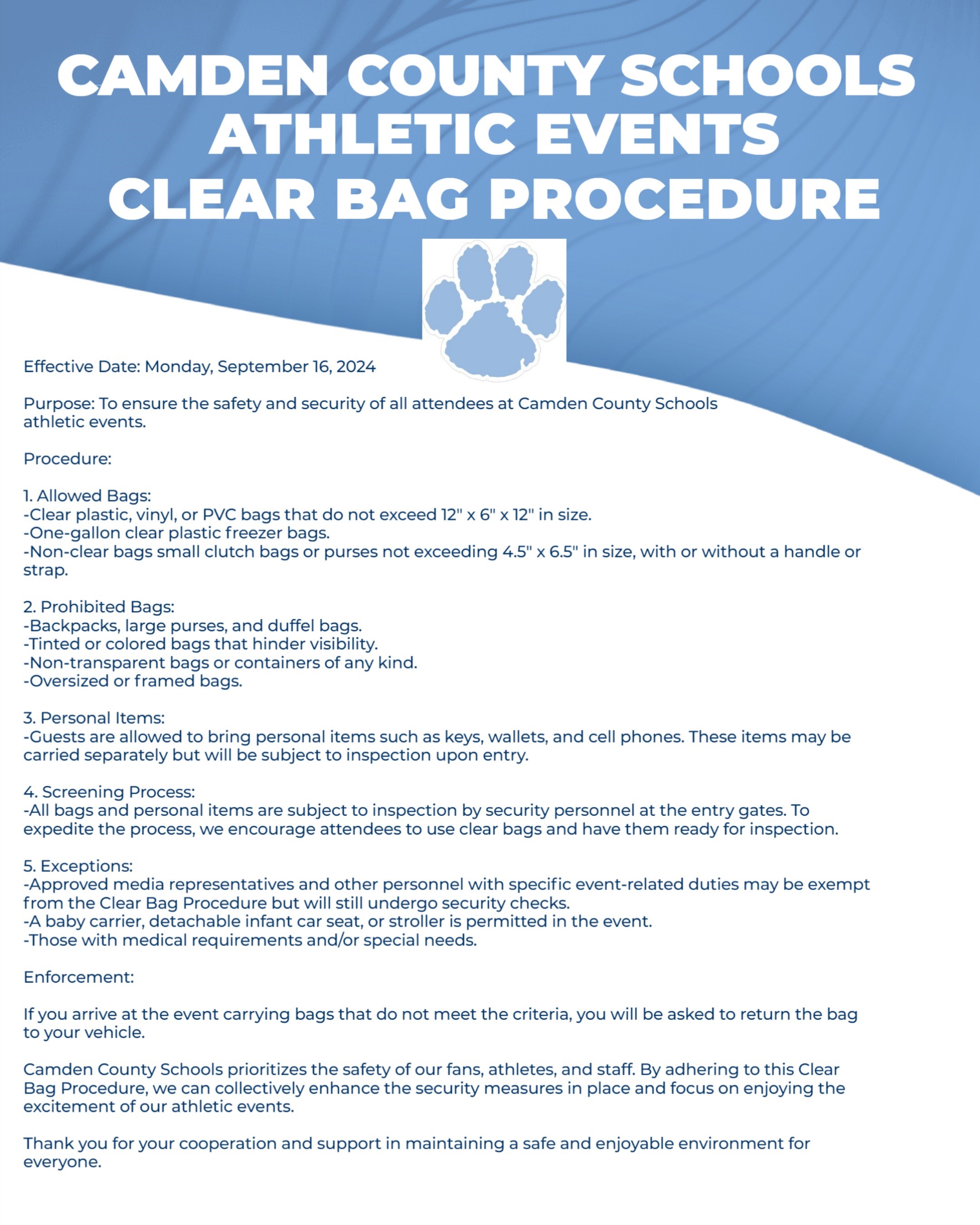 Chris Gilman Stadium clear bag procedure