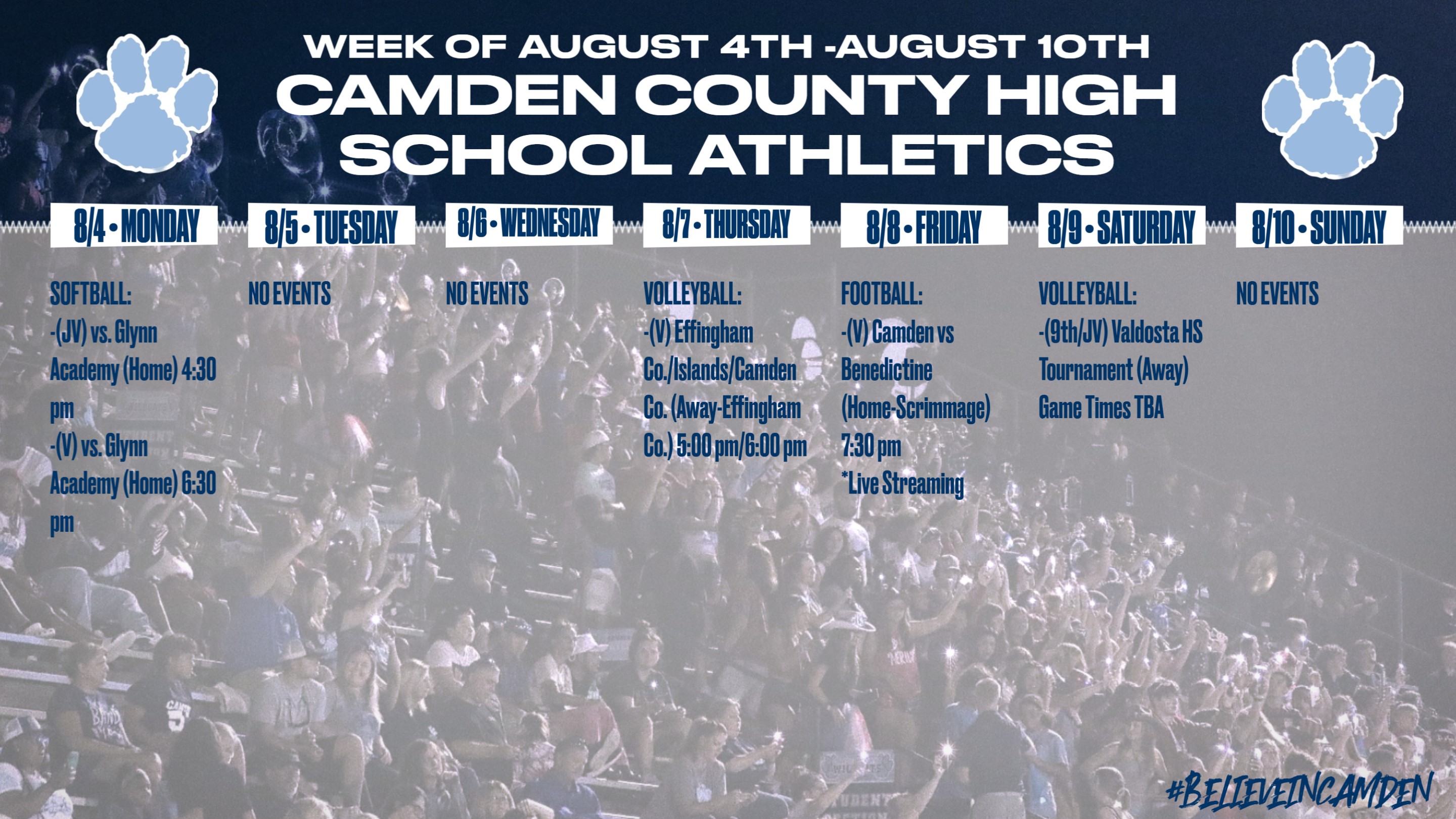 CCHS Athletics schedule
