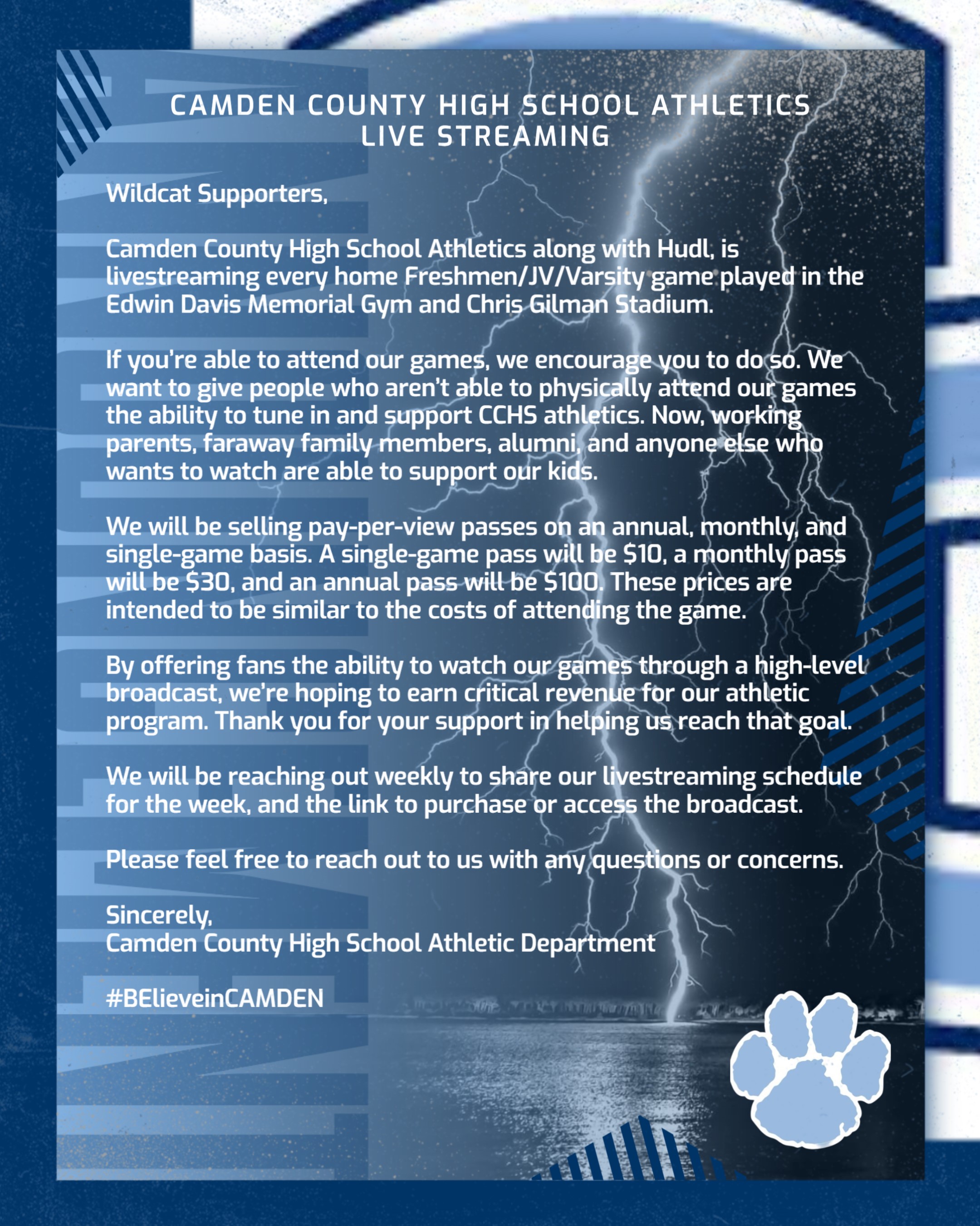 CCHS Hudl streaming details