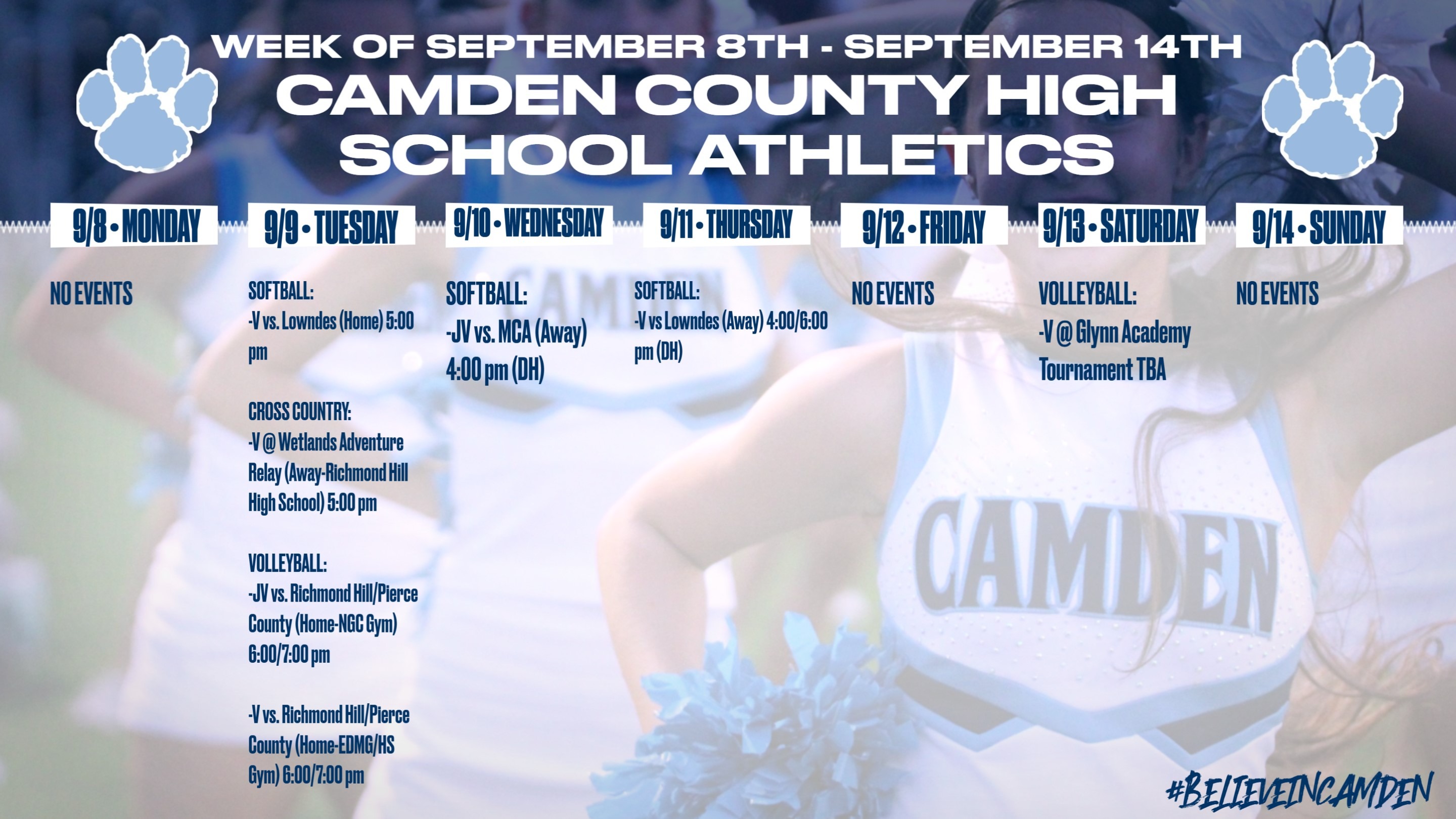 CCHS Athletics schedule
