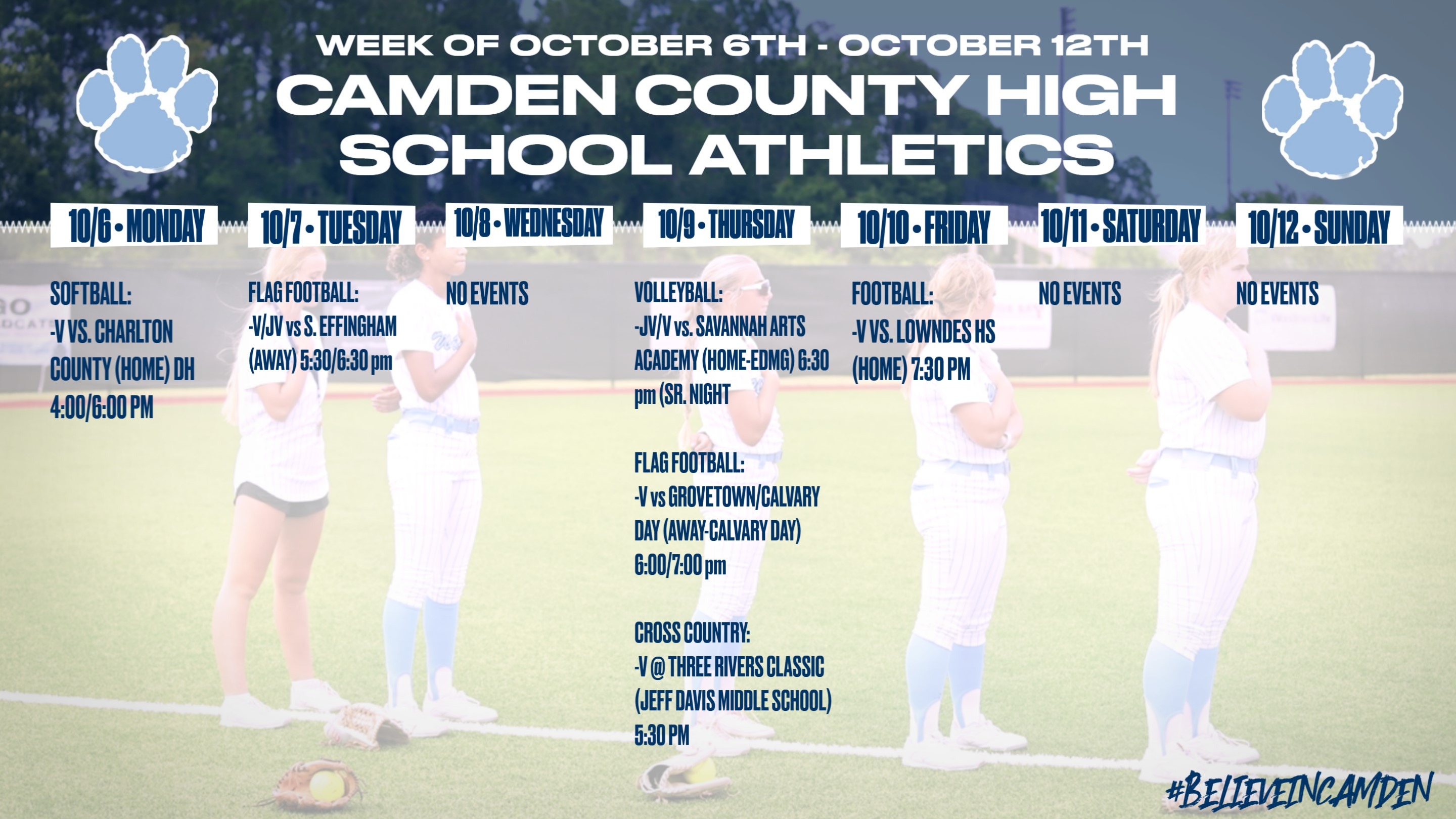 CCHS Athletics schedule
