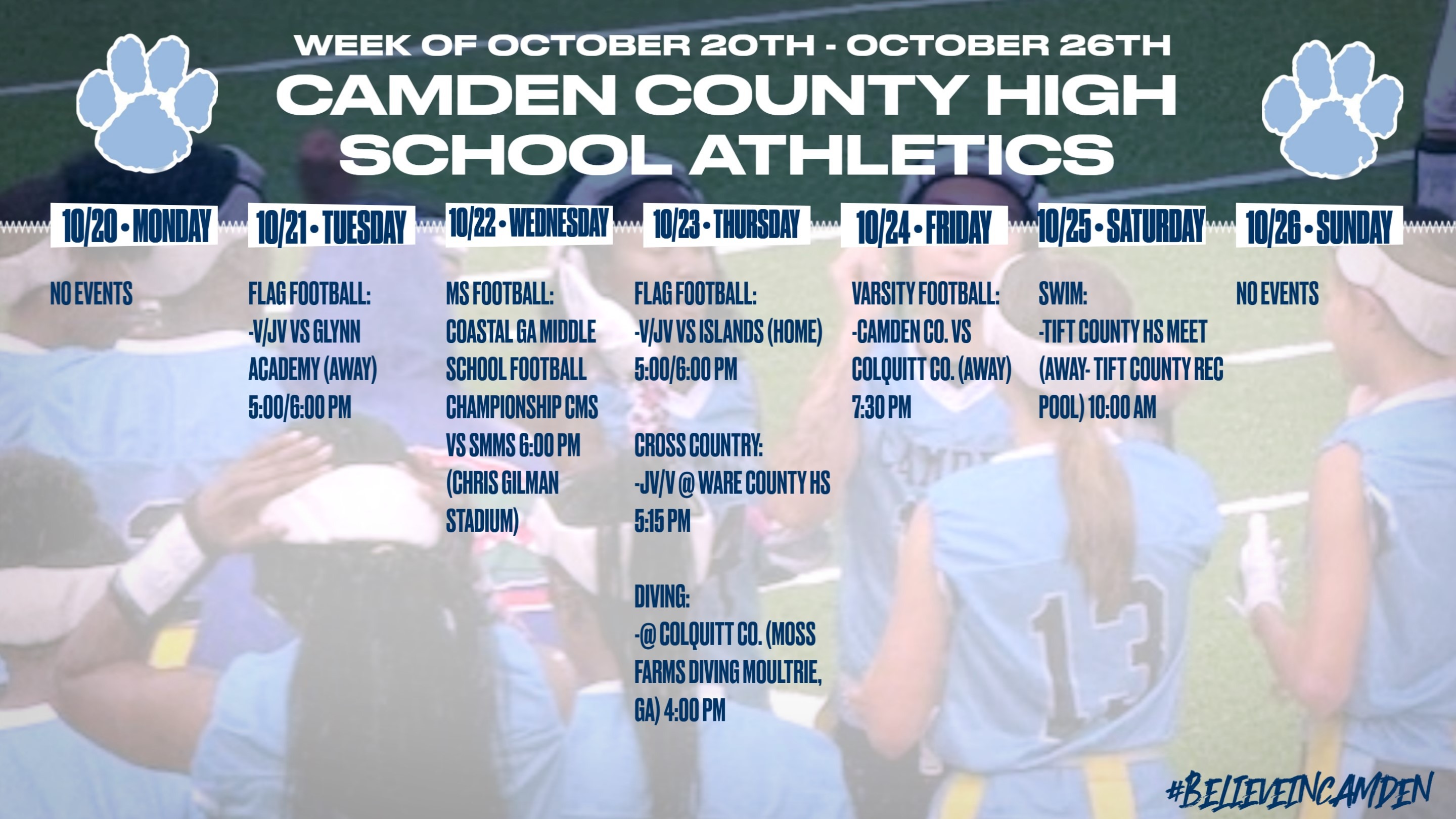 CCHS Athletics schedule