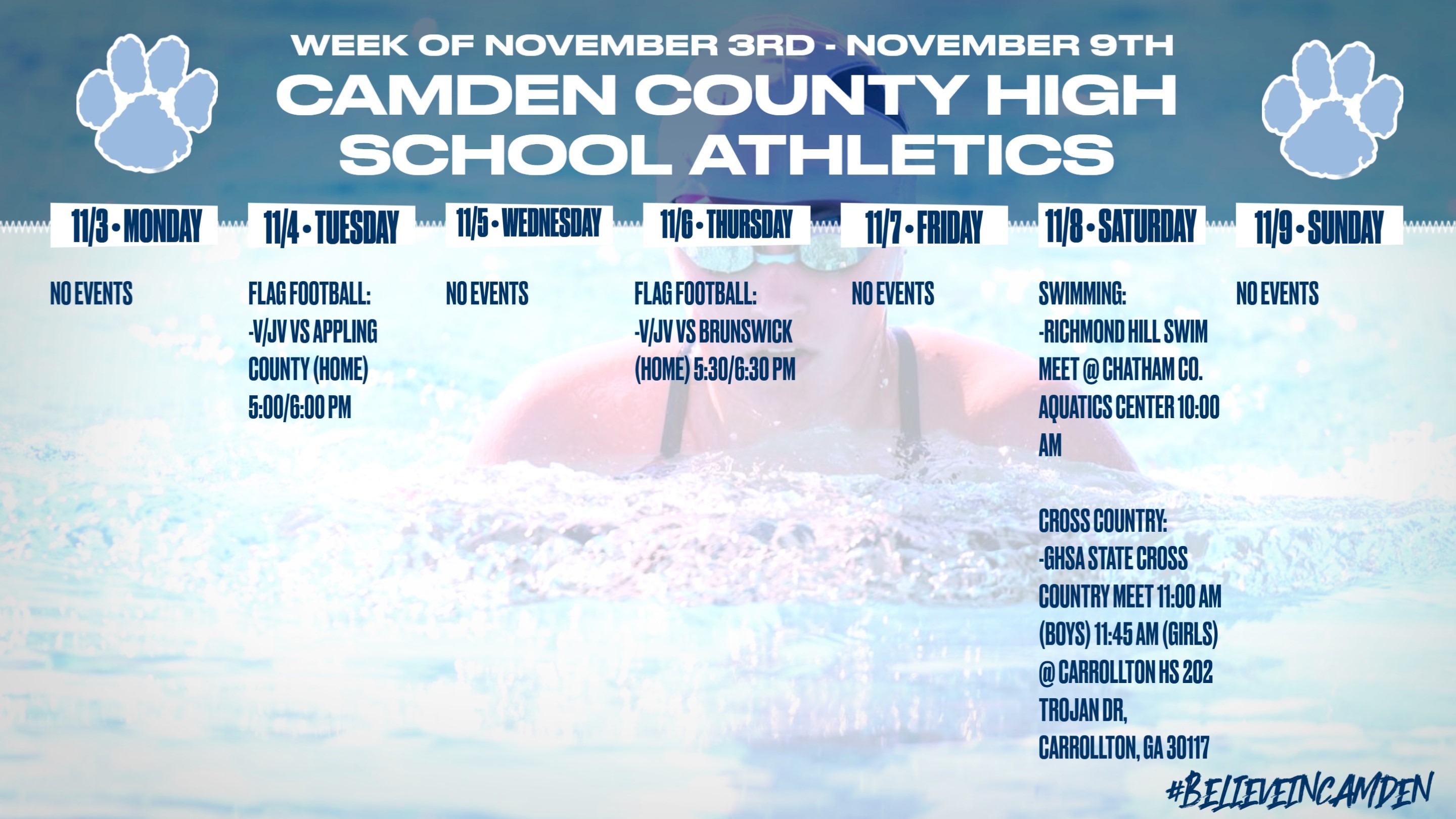 CCHS Athletics schedule