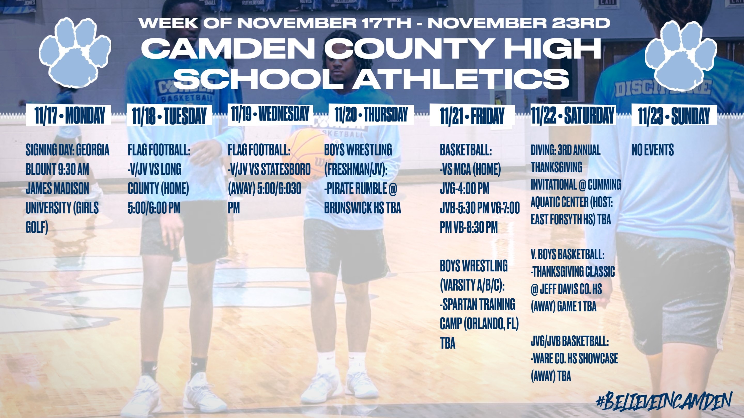 CCHS Athletics schedule