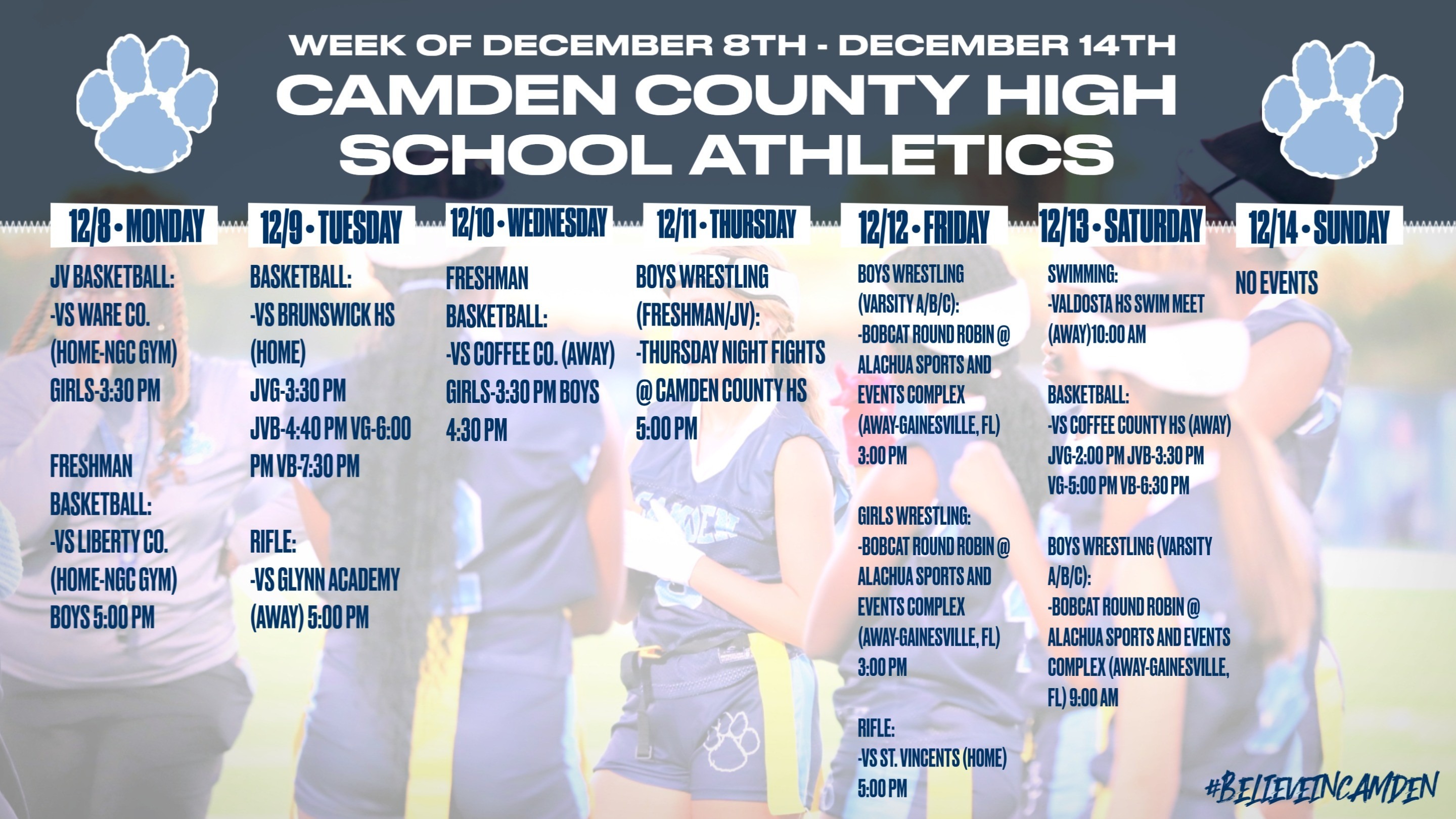 CCHS Athletics schedule