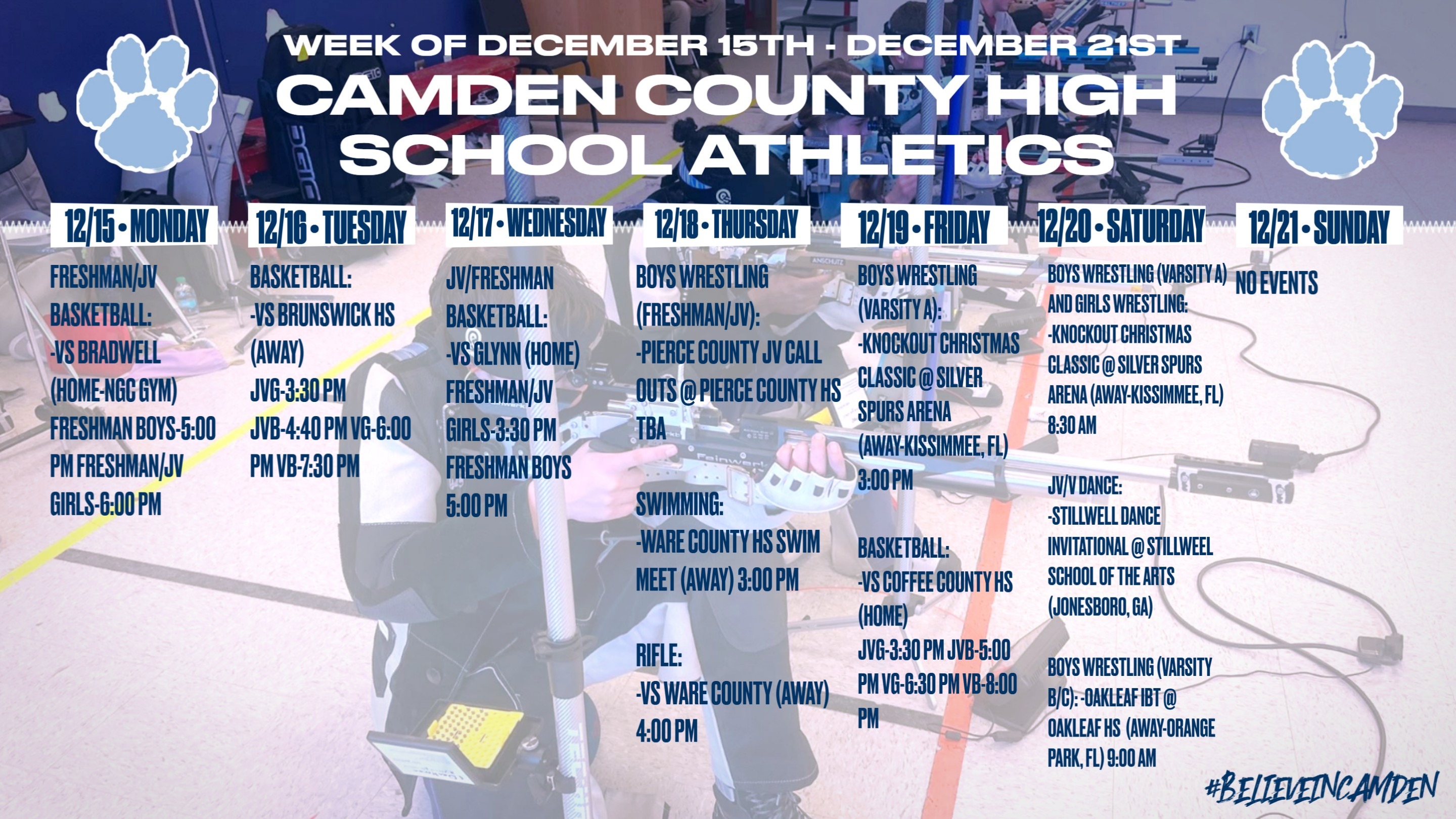 CCHS Athletics schedule