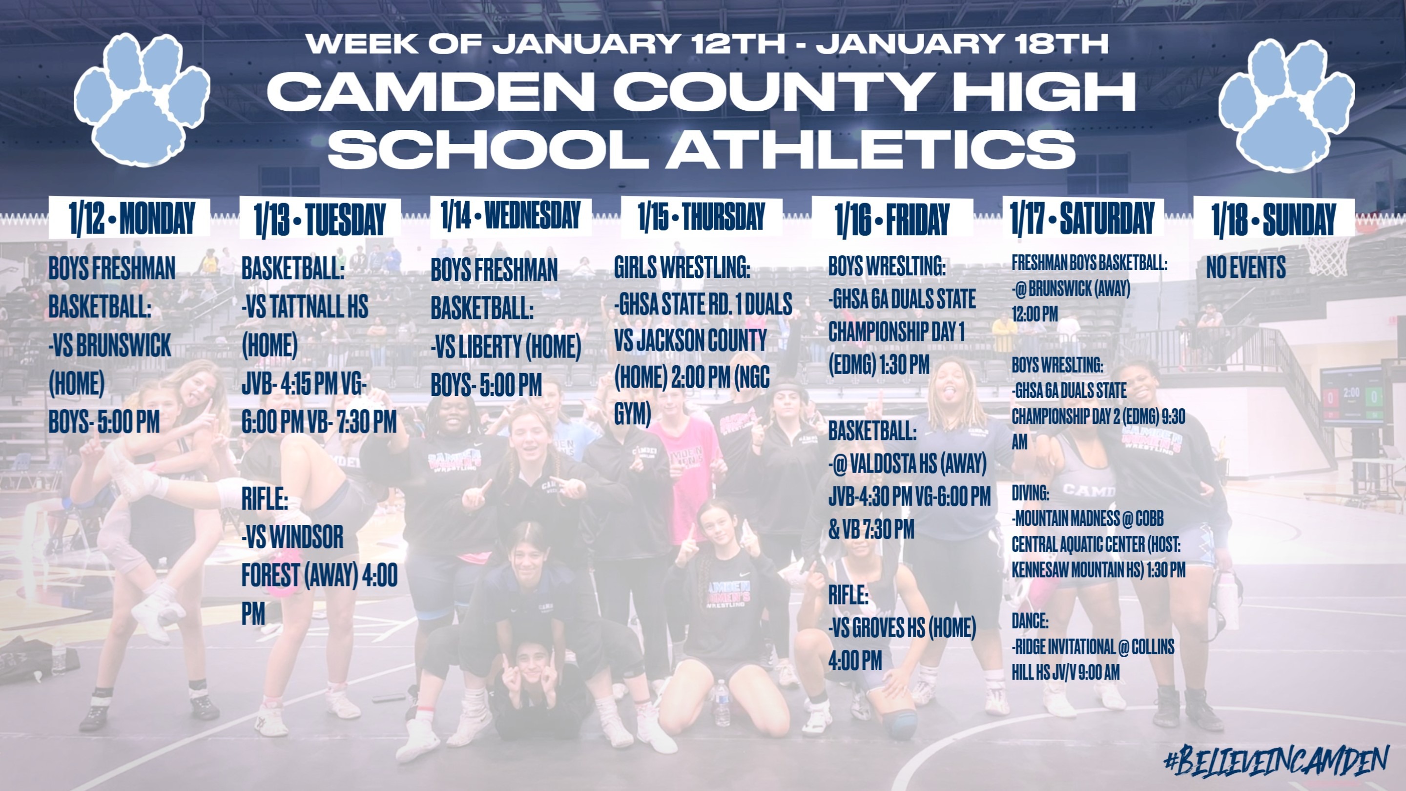 CCHS Athletics schedule