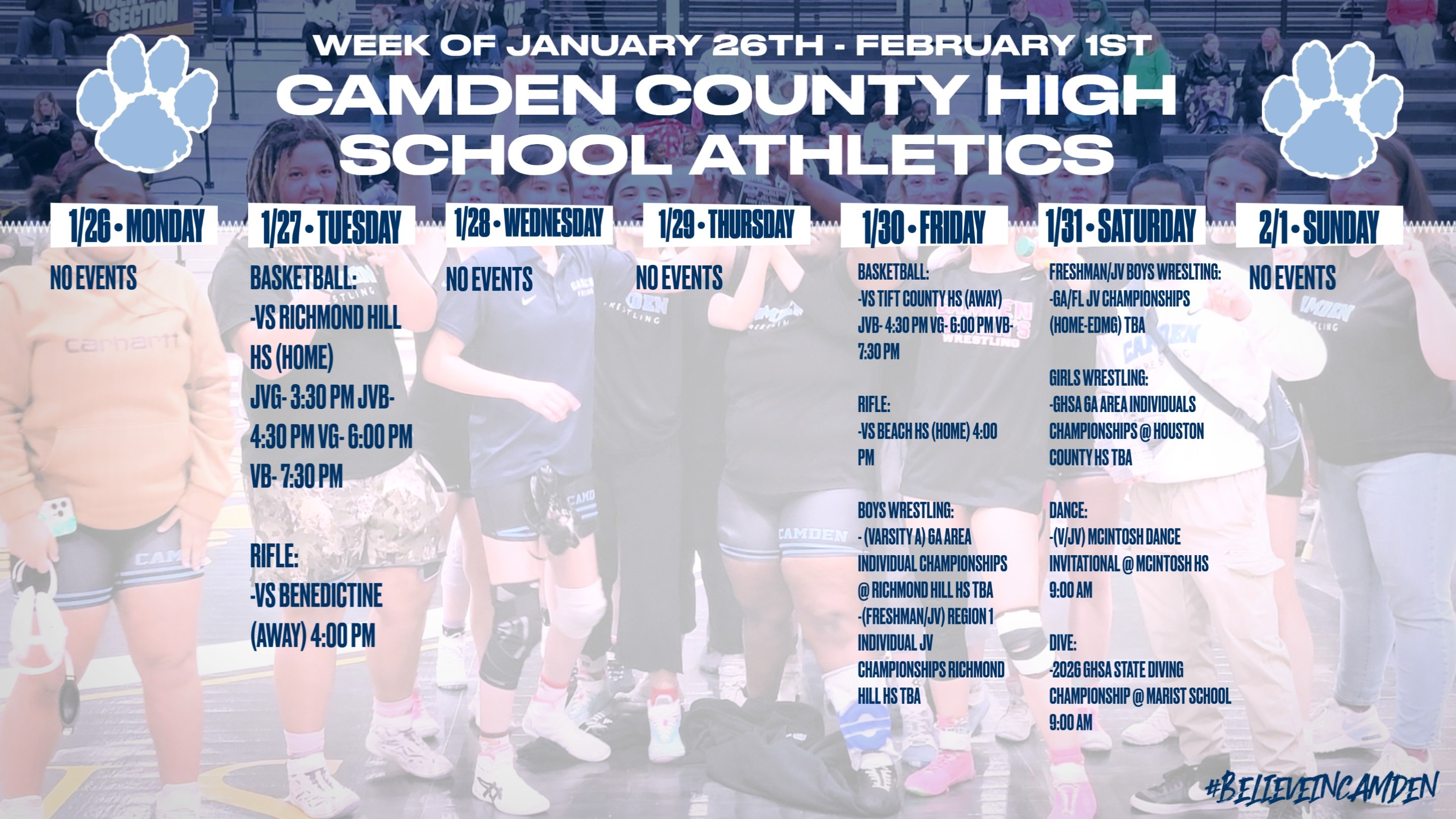 CCHS Athletics schedule