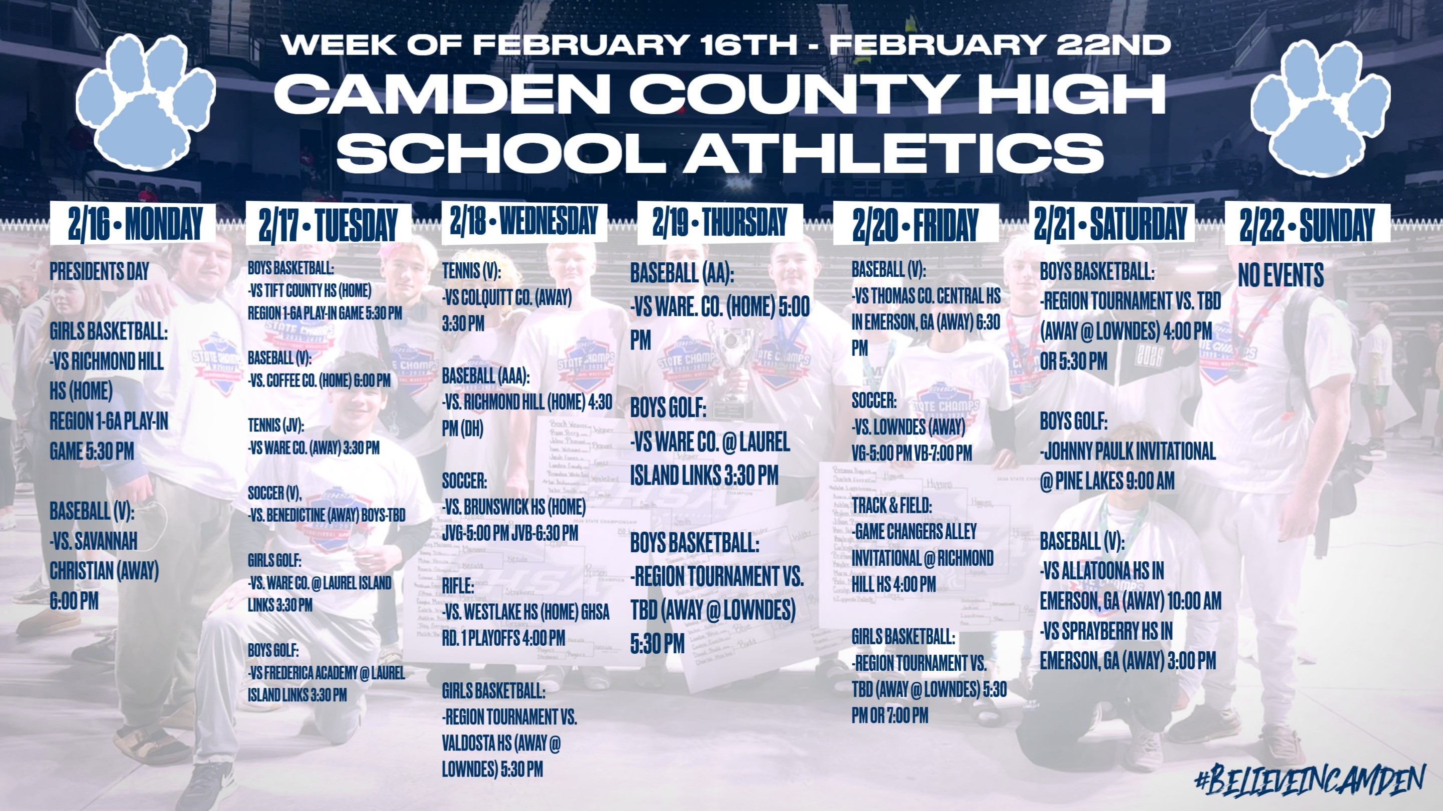 CCHS Athletics schedule