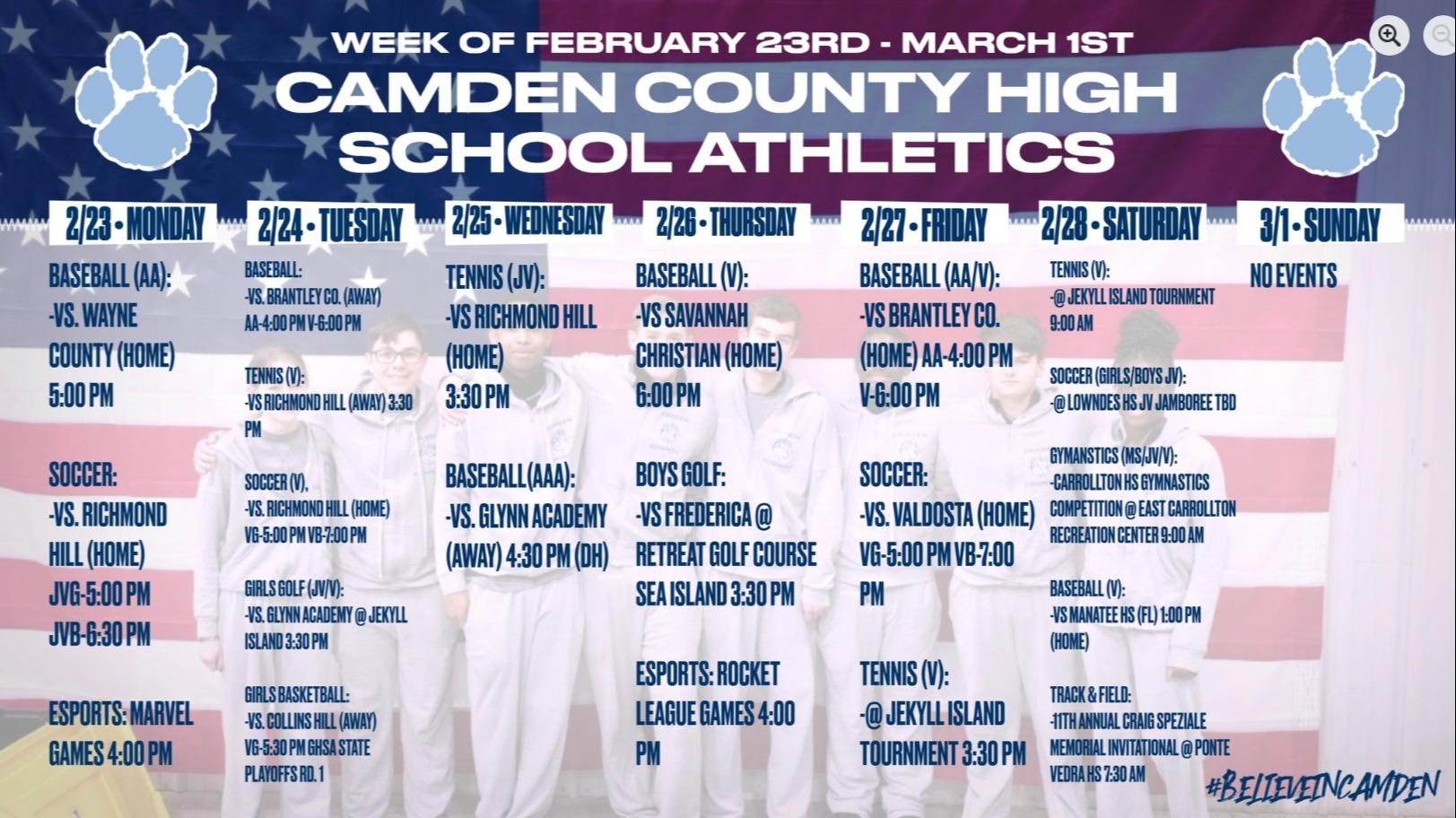 CCHS Athletics schedule