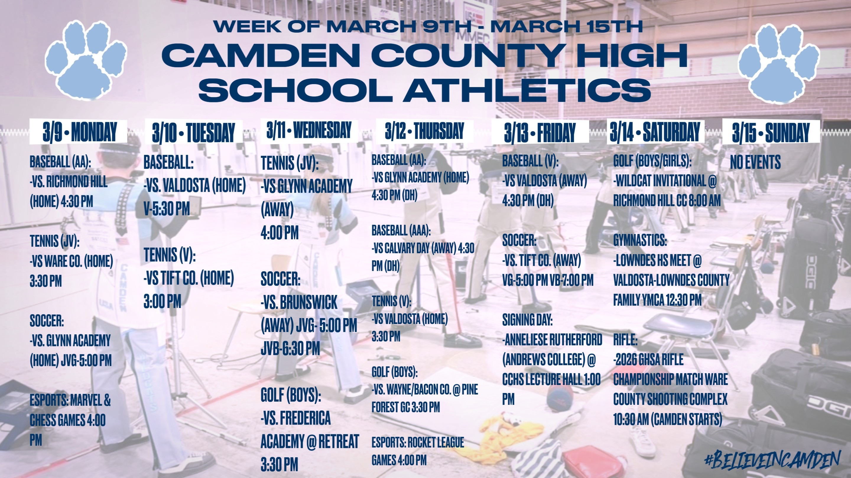 CCHS Athletics schedule