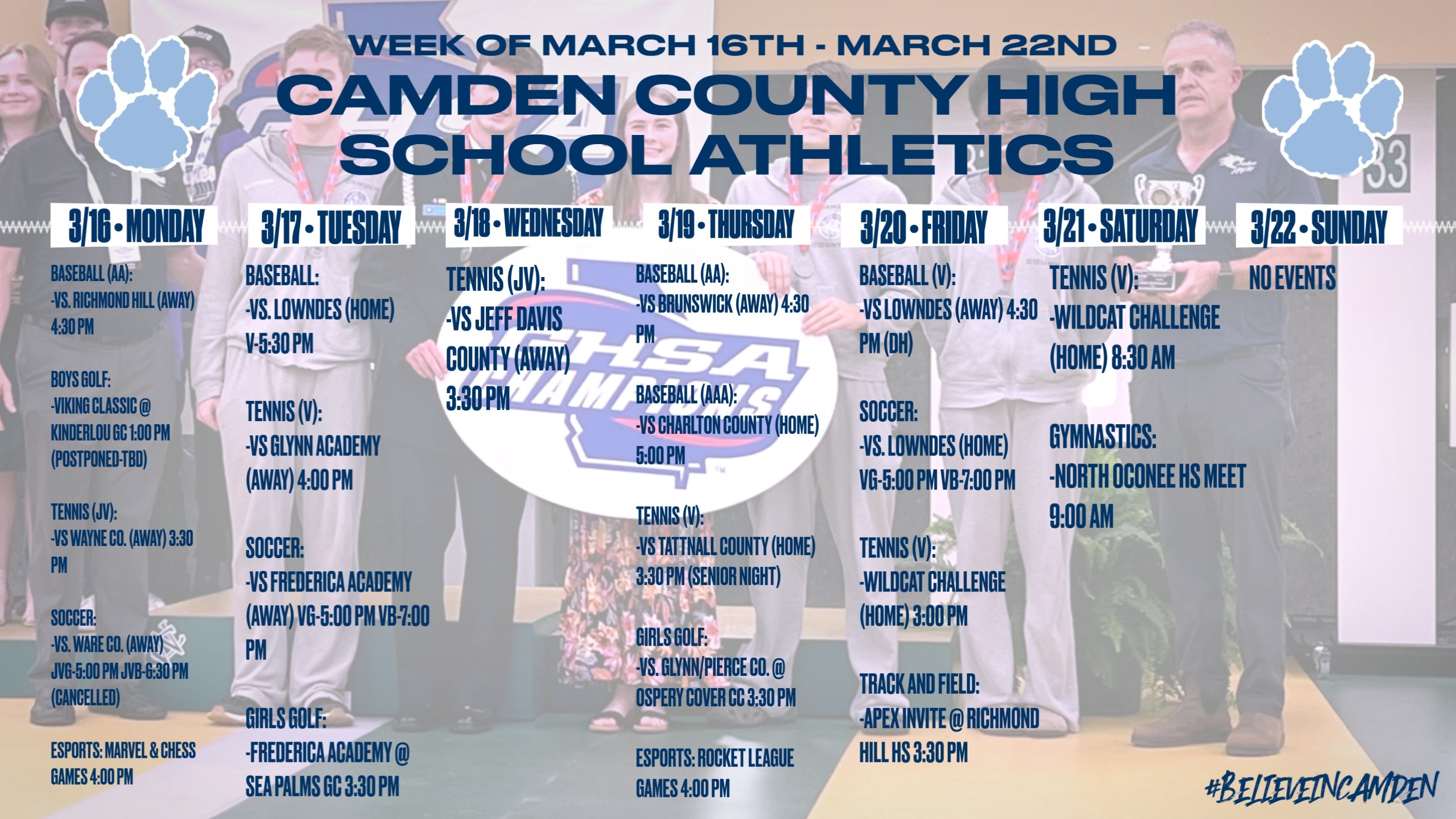 CCHS Athletics schedule