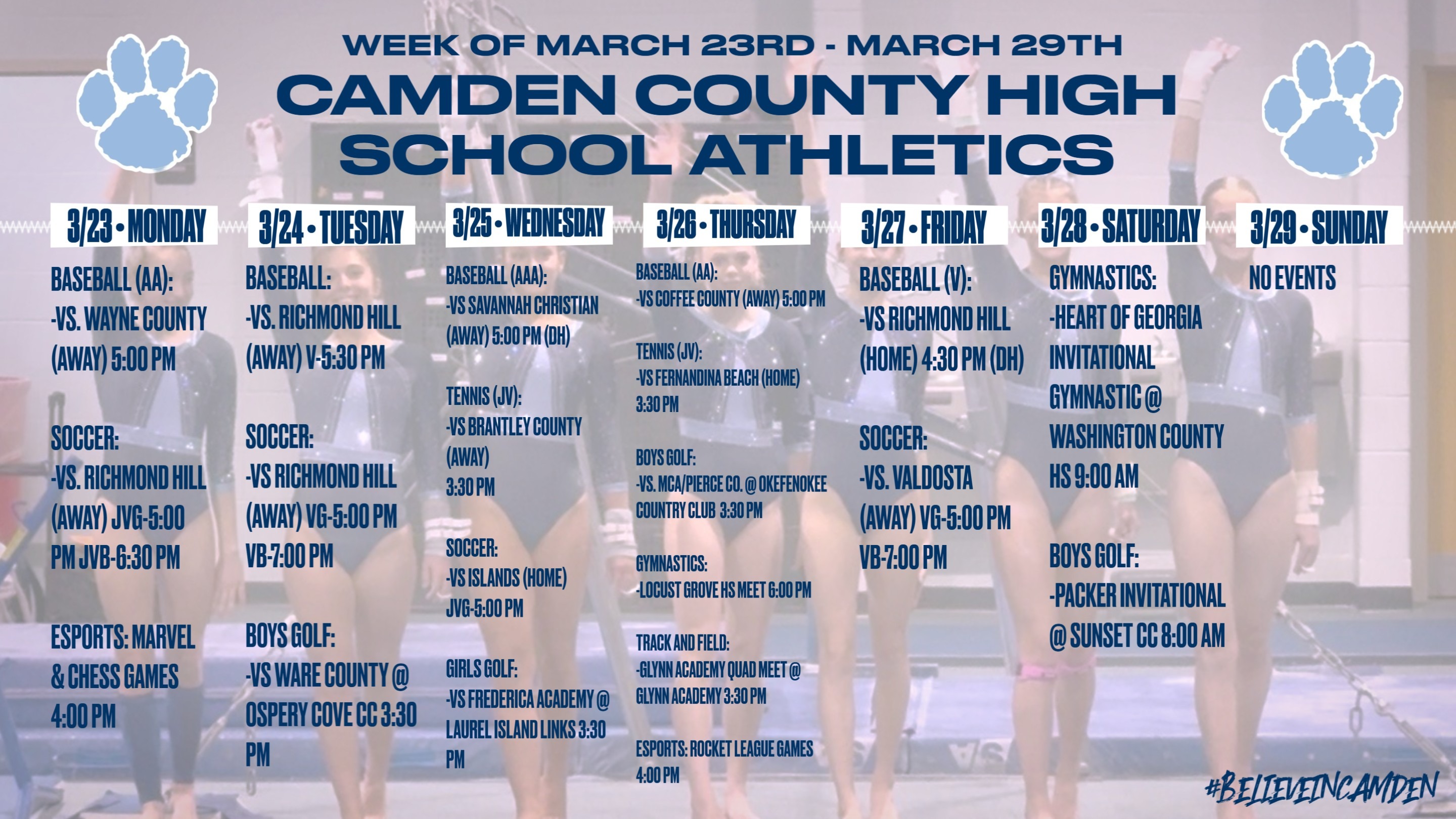 CCHS Athletics schedule