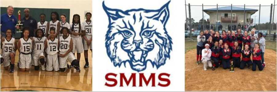 collage of sports team and the SMMS mascot logo