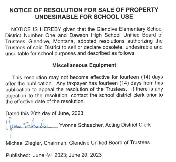 Notice of Obsolete Sale