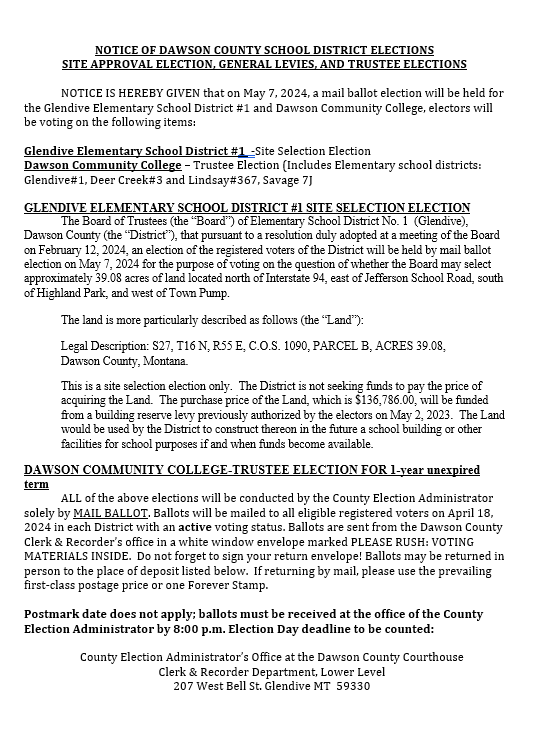 Notice of Election page 1